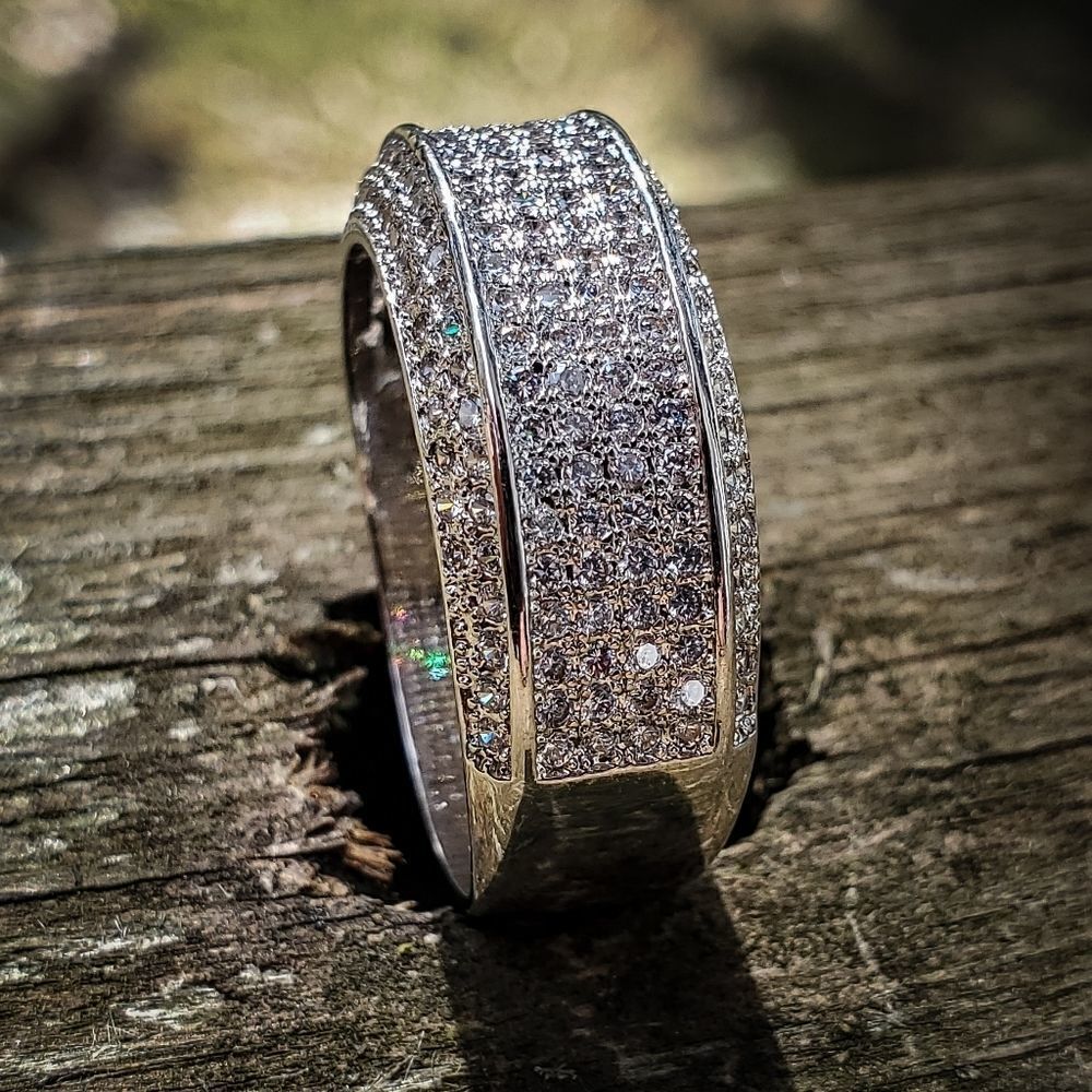 Silver Iced out Simulated Diamond Band Ring